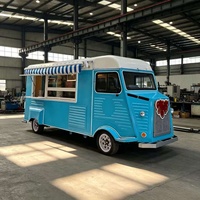 Camion de restauration mobile de style vintage, chariot à snacks personnalisé avec cuisine complète pour la vente de café, de glaces, de hot-dogs, de nourriture rapide en plein air