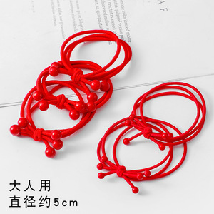Élastique à cheveux rouge avec nœud chinois, haute élasticité, pour queue de cheval, usage adulte, diamètre 5 cm - Product Image 1