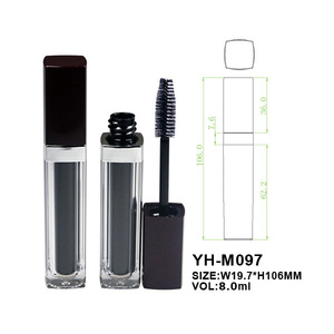 หลอดมาสคาร่าเปล่าทรงสี่เหลี่ยม โปร่งใส ทำจากพลาสติก สำหรับใส่เจลขนตาและคิ้ว ฝาสีดำ บรรจุภัณฑ์มาสคาร่าแบบขวดเปล่า - Product Image 6