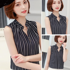 10% di sconto <span class=keywords><strong>camicette</strong></span> e camicie da donna estate coreana elegante senza maniche fiore farfalla Plaid stampa camicia donna top abbigliamento femminile - Product Image 3