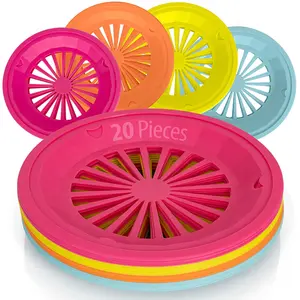 Reusable Plastic Paper Plate Holders Round Plastic Paper Plate Holder Set with Snap-In Grooves