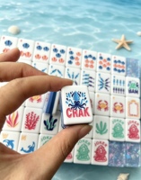 Nouvel ensemble de Mahjong américain en acrylique transparent bleu, style marin, 4 couches, portable et durable