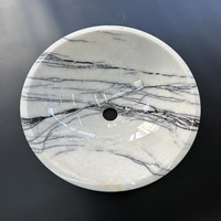 Lavabo personnalisé de forme ronde en marbre lilas véritable du Maroc plan de vanité à surface solide pour la maison salle de bain