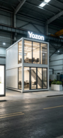 Bâtiment modulaire en conteneurs à 2 étages, maison préfabriquée portable avec escalier extérieur pour poste de garde, boutique, studio, hébergement