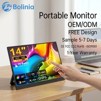 Moniteur portable 14 pouces, écran tactile FHD 1080P IPS USB C, support intégré, deuxième écran pour ordinateur portable, téléphone, OEM ODM