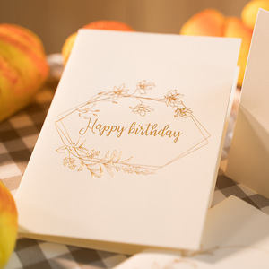 Biglietto <span class=keywords><strong>di</strong></span> Ringraziamento per la Festa degli Insegnanti in Stile Retrò Europeo con Ghirlanda in Rilievo Dorato e Busta - Product Image 4