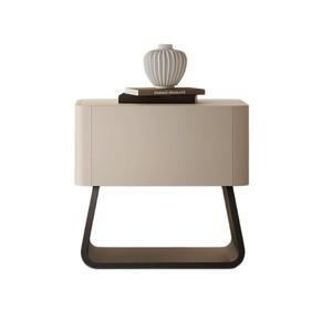Table de chevet minimaliste en bois massif laqué M835 couleur thé au lait, armoire de rangement multifonctionnelle, meubles de chambre à coucher - Product Image 5