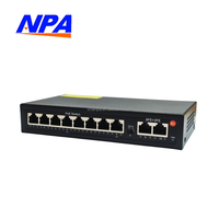Switch Ethernet de Red IP POE de 8 Puertos y 100 Mbps, 2 Puertos de Enlace Ascendente de 100 Mbps, 100 m en Existencia para Cámaras de CCTV