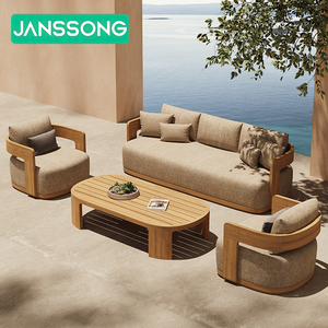 Moderno Conjunto de Muebles de Jardín de Teca para Exteriores, Sofá de Madera para Jardín de Hotel, Conjunto de Sofás de Madera para Patio de Villa o Resort - Product Image 3