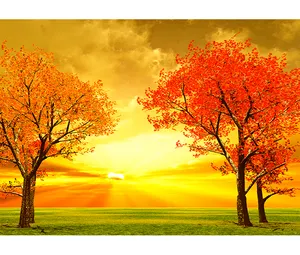 Herbstart 3d Wandbild gelbes Blatt Landschaft Haupt dekoration Tapete