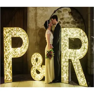 Bán buôn trang trí đám cưới marquee thư 3ft LED số lớn khổng lồ ánh sáng lên chữ dẫn marquee 4ft marquee thư tình yêu