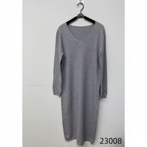 Fornitore all'ingrosso donna semplice Sexy manica lunga maglia abito ODM viscosa lunghezza Midi Silhouette bottone naturale - Product Image 1