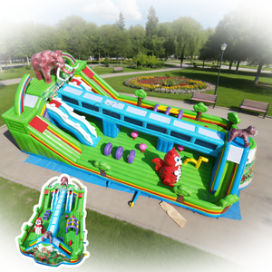 Château <span class=keywords><strong>gonflable</strong></span> extérieur vert pastel, combo <span class=keywords><strong>de</strong></span> <span class=keywords><strong>jeux</strong></span> gonflables, parc à thème <span class=keywords><strong>gonflable</strong></span> pour locations commerciales - Product Image 4
