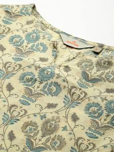 Motivos étnicos Impreso Algodón Kurta Set Con Adorno Detalle Dupatta - Product Image 2