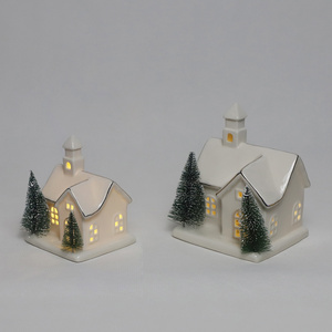 Fast Delivery <strong>Lowes</strong> White Porcelain <strong>Village</strong> House Led Lighted <strong>Christmas</strong> Ceramic Houses - Product Image 2