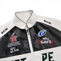 Blouson aviateur en simili cuir PU imperméable brodé élégant pour homme, streetwear, mode, avec design peint à la main
