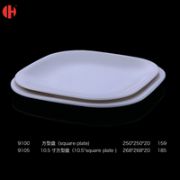 9100 style de luxe nordique 10 ''assiette carrée restaurant servant de la nourriture vaisselle en mélamine blanche vaisselle en plastique durable plats