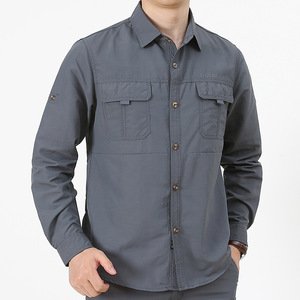 Feiny Uniforms Wholesale Men's Nylon Fishing Shirt Quick Dry Tactical Hiking Shirts Coolmax Long Sleeve Outdoor Cargo Shirt - Product Image 2