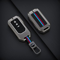 Porte-clés de voiture en alliage de Zinc à couverture complète porte-clés en métal en Silicone intelligent pour Honda Civic Accord CR-V Lingpai XR-V Vezel Breeze