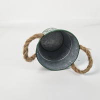 Seau rond en métal personnalisé avec poignées en corde, galvanisé, pour décoration de jardin et de maison, pots à fleurs, vases, bacs, articles de jardinage
