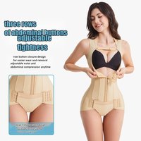 Combinaison de compression intégrale post-liposuccion avec soutien dorsal et contrôle du ventre pour femme, couleur chair et noir