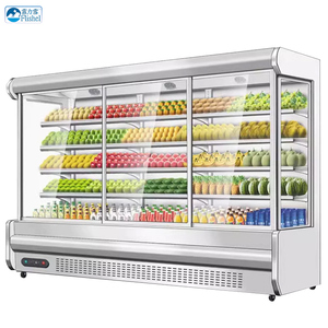 <span class=keywords><strong>Vitrine</strong></span> Réfrigérée Numérique à Grande Capacité, Simple Face, en Acier Coloré, Sans Givre, pour Fruits/Lait, avec Éclairage LED, pour Supermarché - Product Image 1
