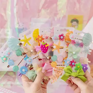 Pinzas para el pelo de estrella de mar y mariposa, pinzas para el pelo con dibujos de flores del Arcoíris, accesorios para el cabello para niña pequeña