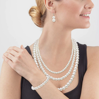Parures de bijoux minimalistes multicouches en perles, boucles d'oreilles pendantes à double rangée de perles, bracelets en perles à une seule rangée pour femmes, usage quotidien et banquets