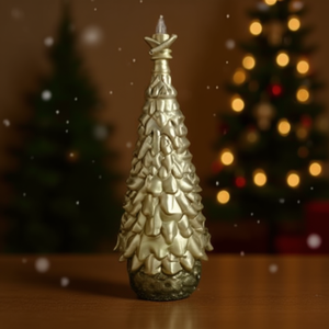 HOMERA Decorative Ornament 12x12x30cm Resin With Warm White Lights Christmas Tree Decoration - Product Image 2