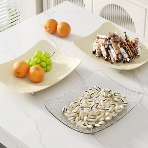 Fruit Platter Set 3pc Plastic <b>Square</b> Serving Tray For Home Living Room Candy <b>Nuts</b> Dried Fruit Light Luxury Style - Product Image 1