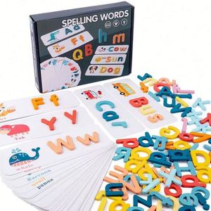 Juego de deletrear palabras Montessori 2022, 26 letras del alfabeto inglés, juguete educativo temprano de madera para niños, material didáctico. - Product Image 3