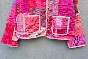 Abrigo Casual de Invierno para Mujer, 100% Algodón con Parches Hechos a Mano, Acolchado, Manga Larga, Estampado Floral, Cierre de Cinturón, Suave y de Secado Rápido - Product Image 2