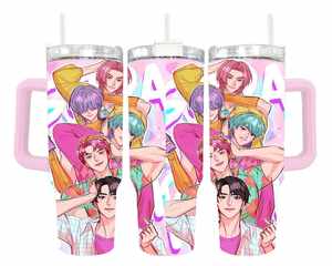 แก้วน้ำเก็บความเย็นแบบมีหูจับและหลอดดูด ลายใหม่ Saja Boys Tumbler K-POP Kpop Demon Hunters Girl ขนาด 40 ออนซ์ สำหรับกิจกรรมกลางแจ้ง - Product Image 5