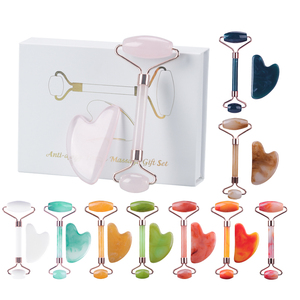 Private Label Custom Logo Gua Sha Jade Roller For Facial Beauty Gua Sha Resin Roller Massage Tool custom box jade face roller