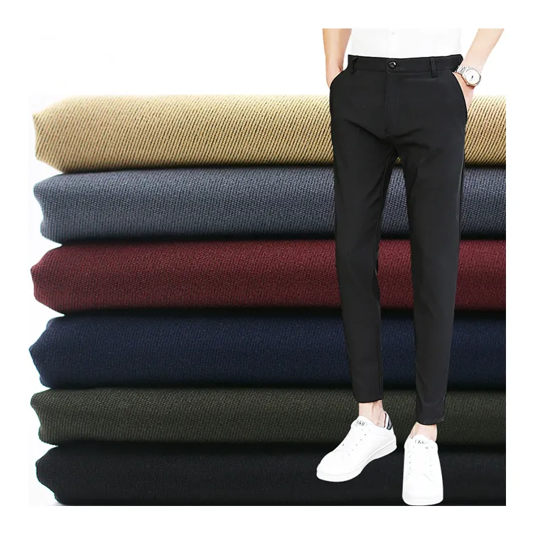 Tecido têxtil chinês atacado 4 vias estiramento 210gsm 51/41 poliéster nylon 8% material elastano calças para homens