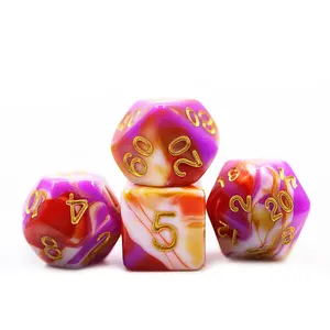 Acrylic 7 set D20 Dice 20 Sided Colorful Dice Polyhedral Dice For Board Game