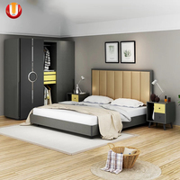 Ensemble de meubles de chambre à coucher en bois personnalisé de luxe moderne, lit double king size de luxe pour projet de villa en Afrique