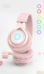 BT06C — casque d'écoute pour enfants, joli écouteurs sans fil, avec microphone, lumière LED, protection auditive, nouvelle collection - Product Image 4