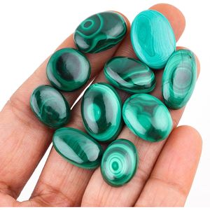 GEMKORA Cabujones de malaquita natural ovalados verdes pulidos para la fabricación de joyas, 10 unidades - Product Image 4
