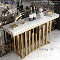 Table console moderne de luxe convertible 2022 en marbre et acier inoxydable avec miroir pour salon, salle à manger, hôtel