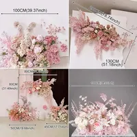 Fleurs Artificielles de Grossiste d'Usine pour Arrière-plan de Mariage Rose en Soie, Guirlande Florale Suspendue pour Anniversaire, Scène ou Sol, Arrangement Floral