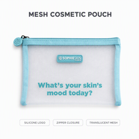 Sac en filet cosmétique rose, bleu, jaune, avec fermeture éclair, design mignon, pour rangement de rouges à lèvres et soins de la peau, vente en gros