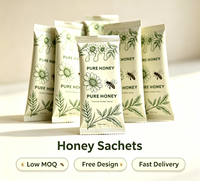 Sachets personnalisés pour miel, scellés à chaud, avec encoches de déchirement, mini-sachets en plastique pour liquides, sachets de miel royal