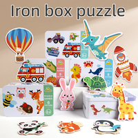 Puzzle éducatif Montessori jouet pour tout-petits apprentissage précoce jeu de correspondance d'objets en forme avec boîte en fer