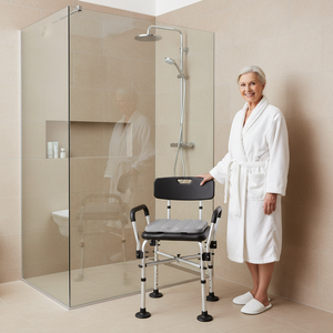 <b>Padded</b> Shower <b>Chair</b> (150 kg), Bath <b>Chairs</b> for Seniors, Black Seat KMINA K30016 - Product Image 6