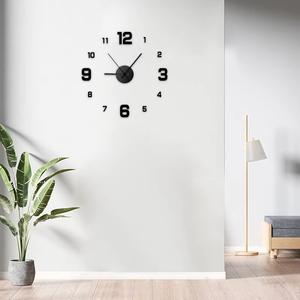 Horloge murale numérique et analogique sans cadre créative DIY, design minimaliste pour la maison et le bureau, installation facile, autocollant mural - Product Image 4