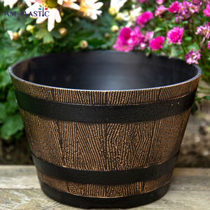 <span class=keywords><strong>Maceta</strong></span> Decorativa de Plástico con Diseño de Barril de Vino para Interiores/Exteriores, Hogar, Balcón, Jardín, Estilo <span class=keywords><strong>Madera</strong></span> Sintética para Plantas y Flores - Product Image 2