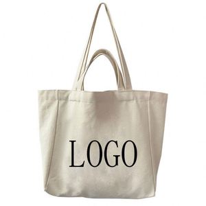 Sac fourre-tout pliable en toile brodée avec logo personnalisé pour femmes, sacs à main réutilisables avec poches zippées en tissu pelucheux, sacs de shopping - Product Image 5