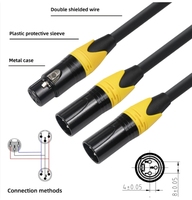 3Pin XLR kabel Female ke 2 Male, 1 Female ke 2 Male XLR Y Splitter Mic kabel Audio