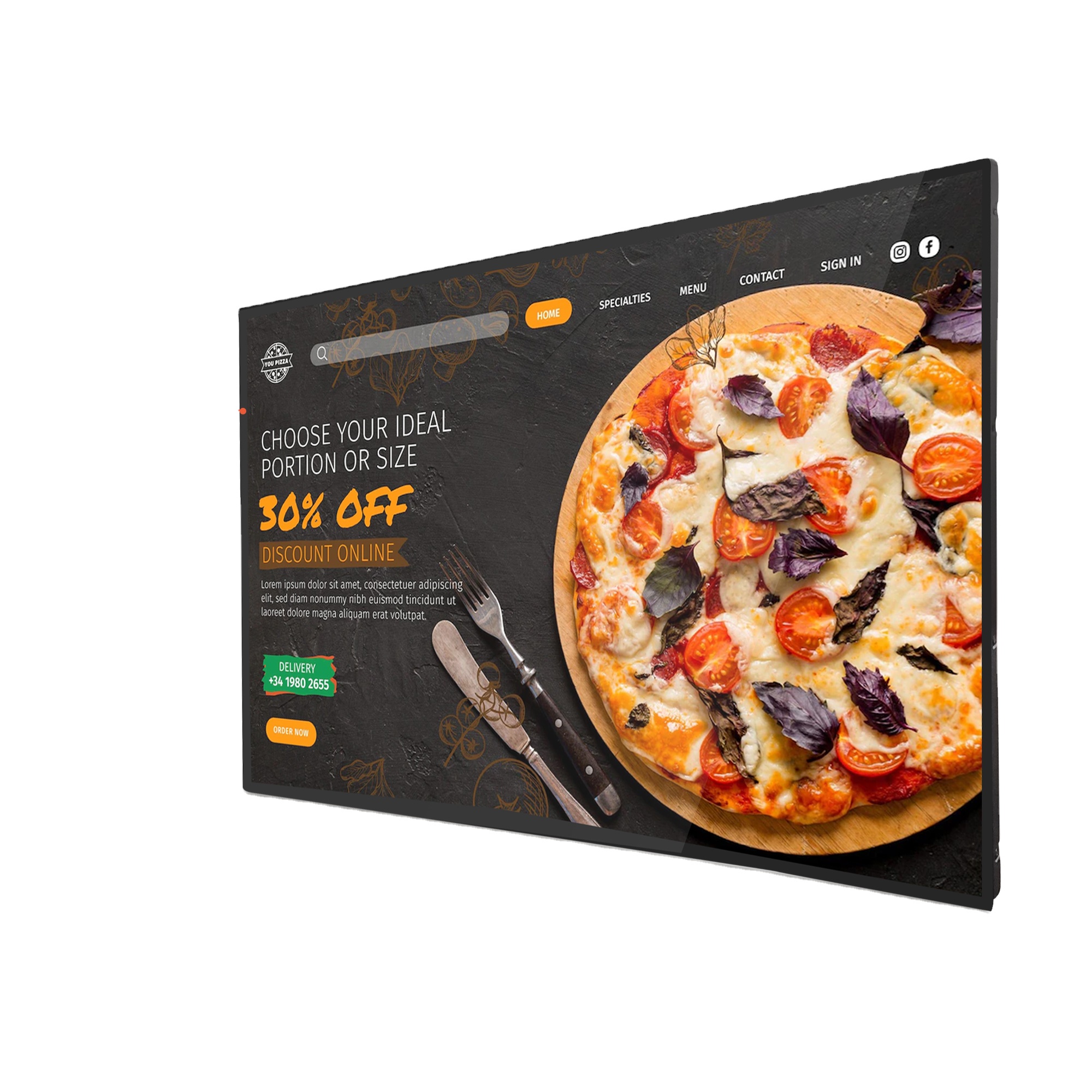 43 дюймов настенный digital signage доска меню ЖК-экран дисплея рекламы настенный экран в помещении для ресторанов фаст-фуд